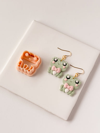 Spring Cute Embossed Frog Clay Cutter | Spring Frog Polymer Clay Cutter for DIY Nature Earrings Animal Jewelry and Handmade Amphibian-Themed Accessories