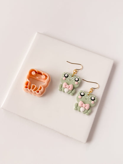 Spring Cute Embossed Frog Clay Cutter | Spring Frog Polymer Clay Cutter for DIY Nature Earrings Animal Jewelry and Handmade Amphibian-Themed Accessories