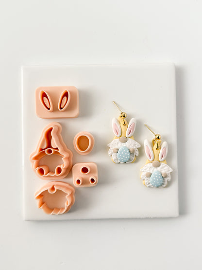 Rabbit Gnome No. 8 Clay Cutter | Rabbit Gnome Polymer Clay Cutter for DIY Easter Earrings Spring Jewelry and Handmade Whimsical Accessories