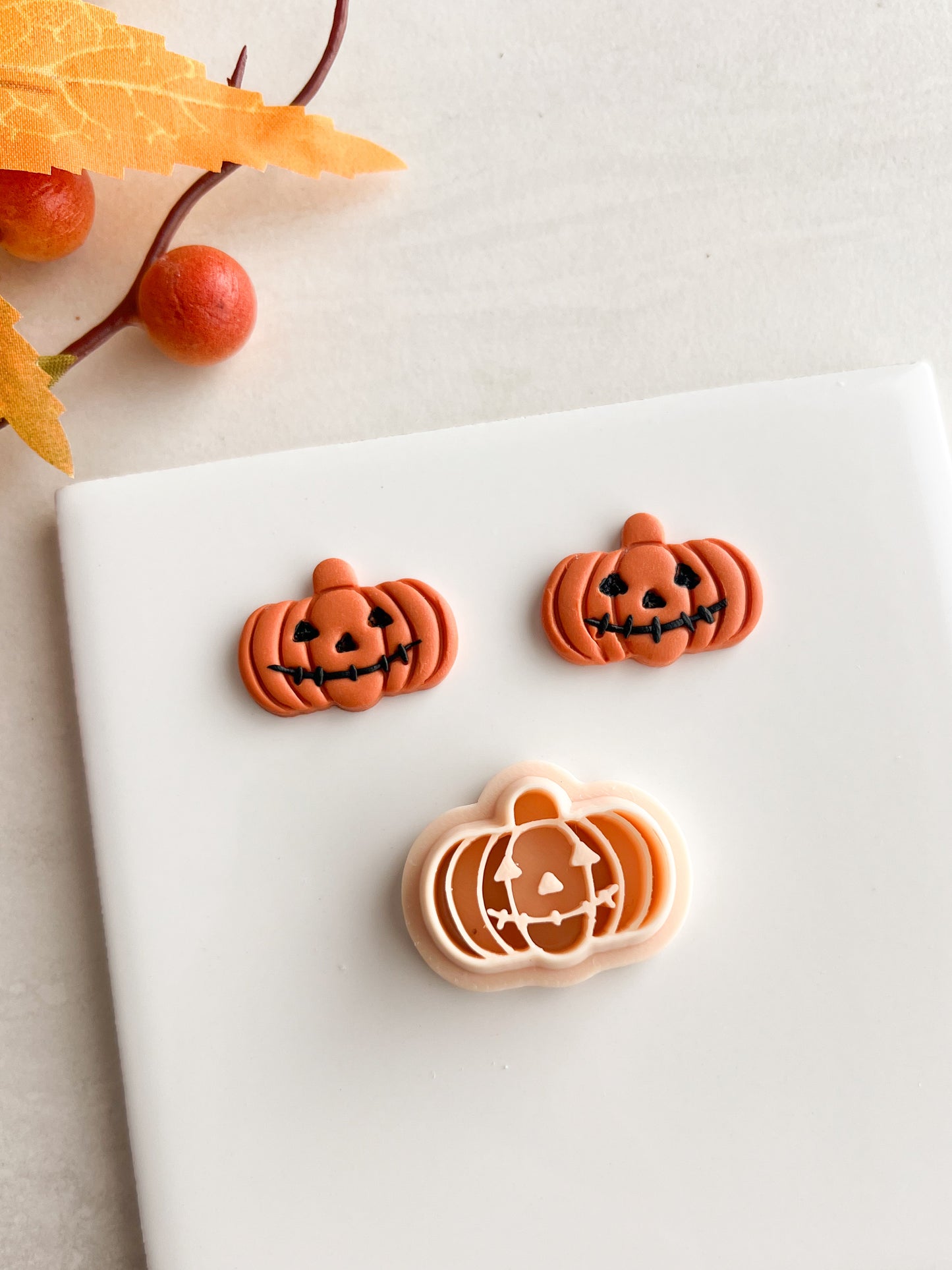 Stitched Mouth Jack O Lantern | Stitched Mouth Jack O Lantern Polymer Clay Cutter for DIY Halloween Earrings Spooky Jewelry and Handmade Pumpkin Accessories