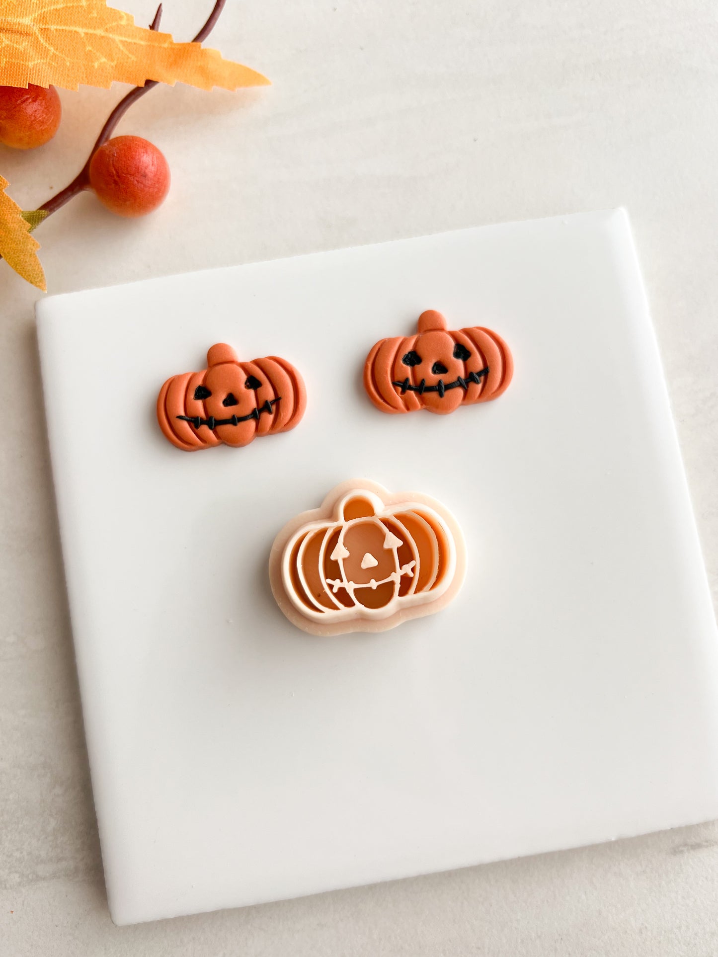 Stitched Mouth Jack O Lantern | Stitched Mouth Jack O Lantern Polymer Clay Cutter for DIY Halloween Earrings Spooky Jewelry and Handmade Pumpkin Accessories
