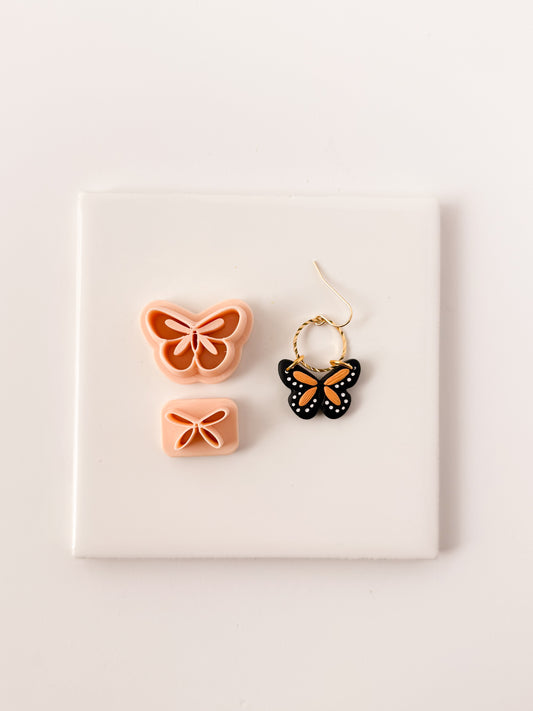 Debossed Butterfly No. 11 Clay Cutter | Debossed Butterfly Polymer Clay Cutter for DIY Floral Earrings Nature-Themed Jewelry and Handmade Accessories