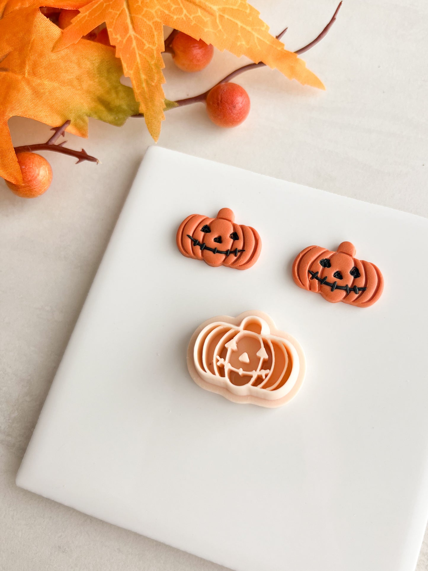 Stitched Mouth Jack O Lantern | Stitched Mouth Jack O Lantern Polymer Clay Cutter for DIY Halloween Earrings Spooky Jewelry and Handmade Pumpkin Accessories
