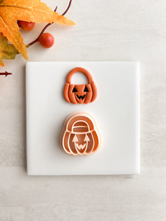 Trick or Treat Bucket No. 2 Clay Cutter | Trick or Treat Bucket Polymer Clay Cutter for DIY Halloween Earrings Spooky Jewelry and Handmade Halloween Accessories