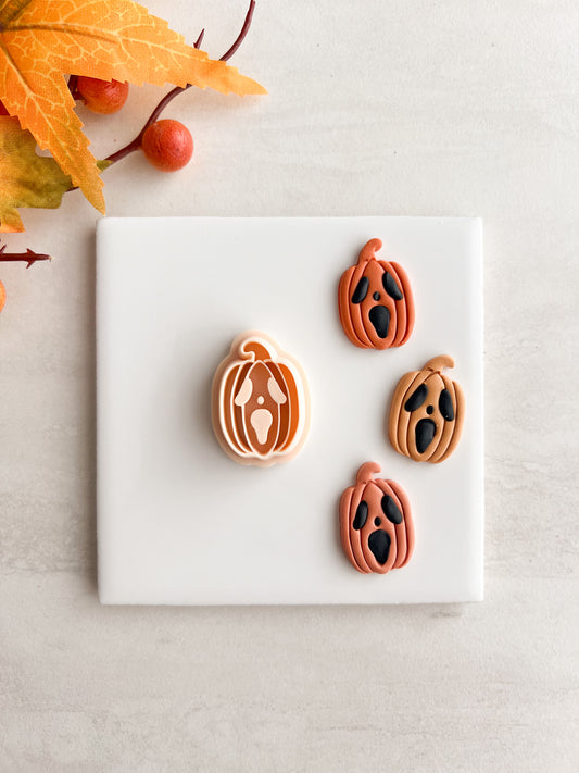 Scream Mask Pumpkin Clay Cutter | Halloween Horror Polymer Clay Cutter for Spooky Earrings and Crafts