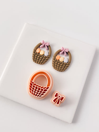 Easter Egg Basket No. 1 Clay Cutter | Easter Egg Basket Polymer Clay Cutter for DIY Holiday Earrings Easter Jewelry and Handmade Accessories