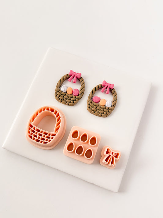 Easter Egg Basket No. 2 Clay Cutter | Easter Egg Basket Polymer Clay Cutter for DIY Easter Earrings Festive Jewelry and Handmade Spring Accessories