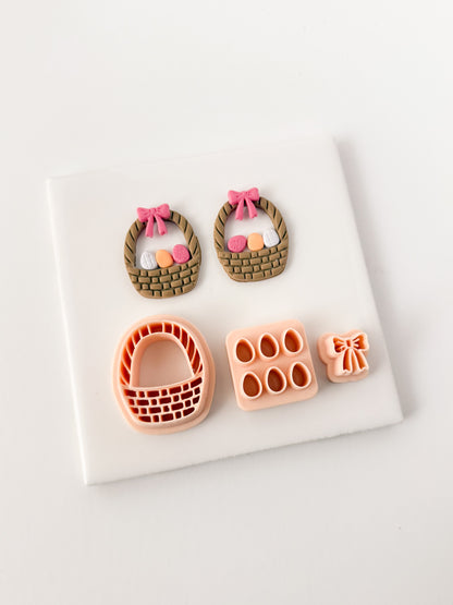 Easter Egg Basket No. 2 Clay Cutter | Easter Egg Basket Polymer Clay Cutter for DIY Easter Earrings Festive Jewelry and Handmade Spring Accessories