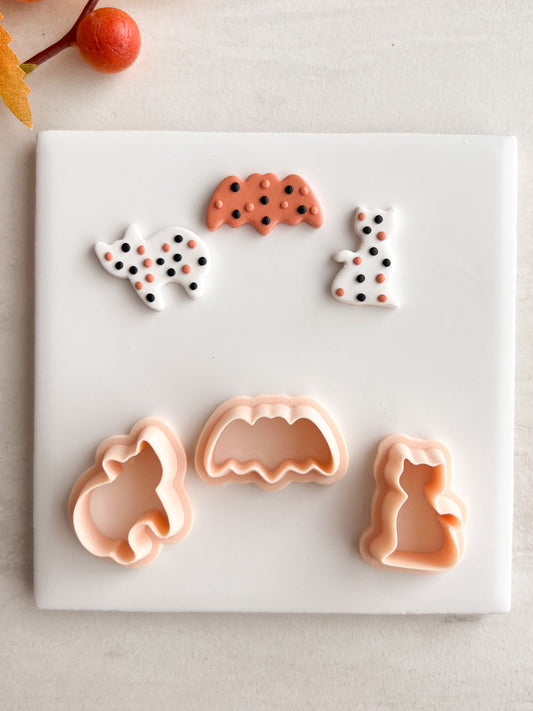 Frosted Halloween Cookie Trio Clay Cutter | Frosted Halloween Cookie Polymer Clay Cutter Set for DIY Earrings Festive Jewelry and Spooky Baking Crafts
