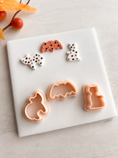 Frosted Halloween Cookie Trio Clay Cutter | Frosted Halloween Cookie Polymer Clay Cutter Set for DIY Earrings Festive Jewelry and Spooky Baking Crafts