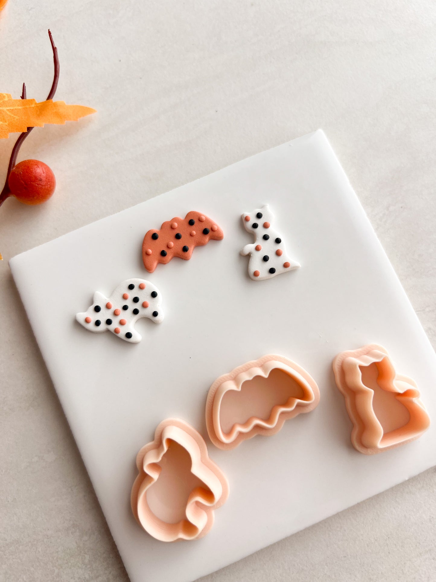 Frosted Halloween Cookie Trio Clay Cutter | Frosted Halloween Cookie Polymer Clay Cutter Set for DIY Earrings Festive Jewelry and Spooky Baking Crafts