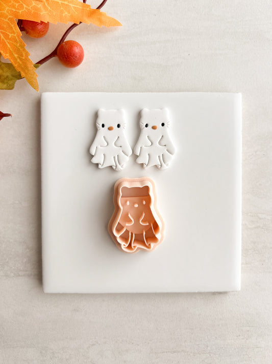 Hello Kitty Ghost Clay Cutter | Hello Kitty Ghost Polymer Clay Cutter for DIY Halloween Earrings Cute Spooky Jewelry and Handmade Festive Accessories