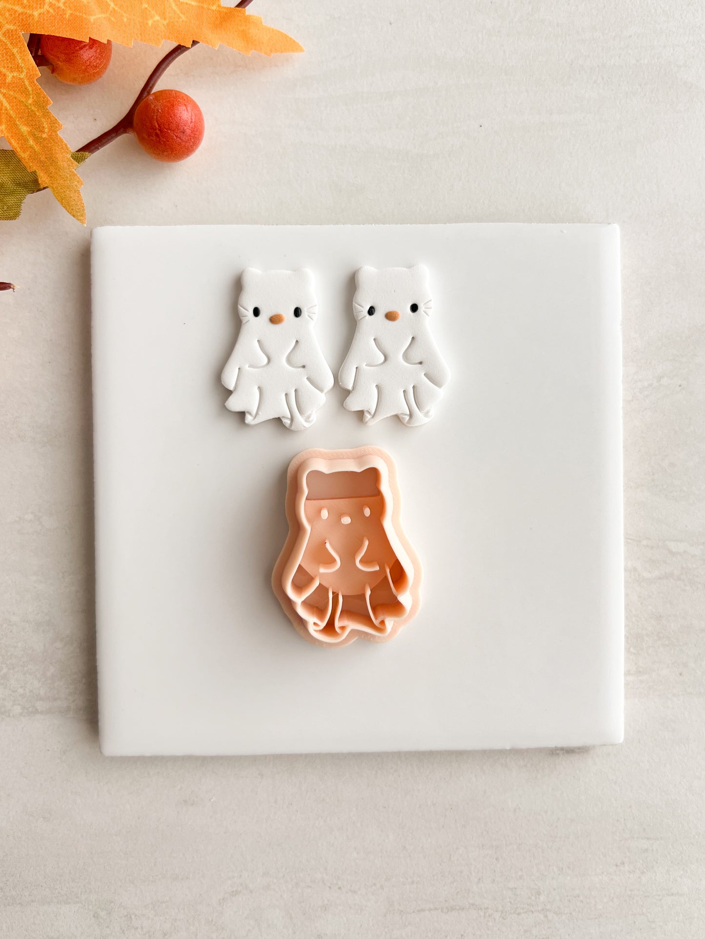 Hello Kitty Ghost Clay Cutter | Hello Kitty Ghost Polymer Clay Cutter for DIY Halloween Earrings Cute Spooky Jewelry and Handmade Festive Accessories