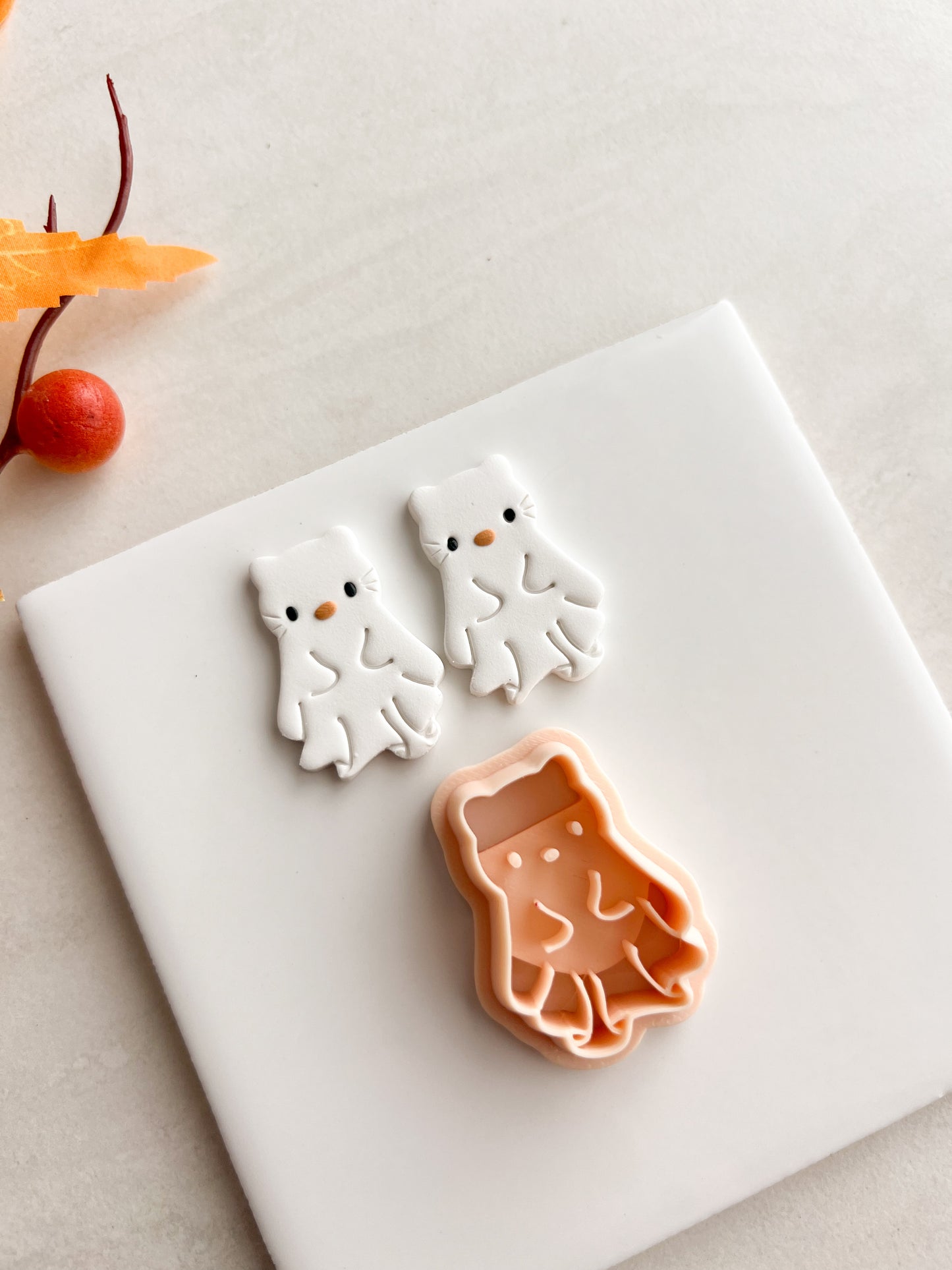 Hello Kitty Ghost Clay Cutter | Hello Kitty Ghost Polymer Clay Cutter for DIY Halloween Earrings Cute Spooky Jewelry and Handmade Festive Accessories