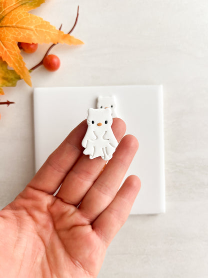 Hello Kitty Ghost Clay Cutter | Hello Kitty Ghost Polymer Clay Cutter for DIY Halloween Earrings Cute Spooky Jewelry and Handmade Festive Accessories