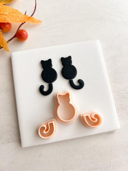 Cat and Tail Clay Cutter | Cat and Tail Polymer Clay Cutter for DIY Animal Earrings Handmade Jewelry and Feline-Inspired Accessories