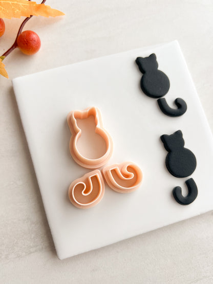 Cat and Tail Clay Cutter | Cat and Tail Polymer Clay Cutter for DIY Animal Earrings Handmade Jewelry and Feline-Inspired Accessories