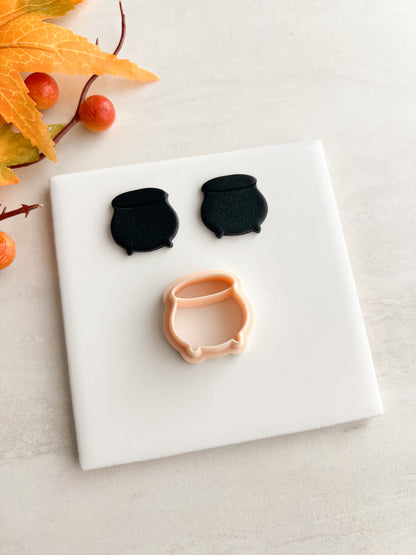 Cauldron No. 2 Clay Cutter | Cauldron No. 2 Polymer Clay Cutter for DIY Halloween Earrings Witch-Themed Jewelry and Handmade Spooky Accessories