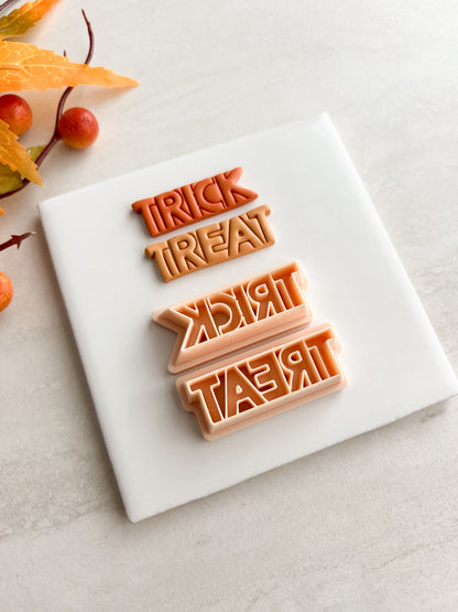 Trick or Treat Clay Cutter | Trick or Treat Polymer Clay Cutter for DIY Halloween Earrings Cute Jewelry and Handmade Spooky Accessories