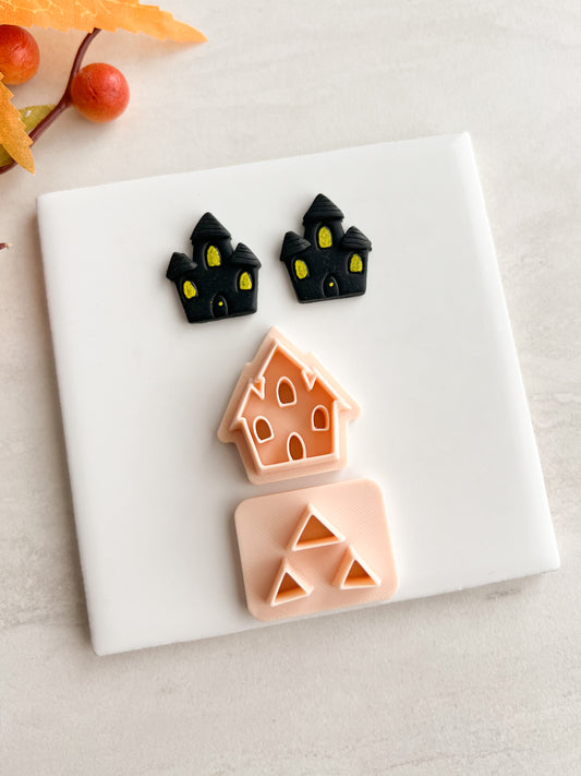 Haunted House No. 3 Clay Cutter | Haunted House No. 3 Polymer Clay Cutter for DIY Spooky Earrings Halloween-Themed Jewelry and Handmade Haunted Accessories