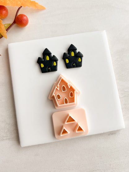 Haunted House No. 3 Clay Cutter | Haunted House No. 3 Polymer Clay Cutter for DIY Spooky Earrings Halloween-Themed Jewelry and Handmade Haunted Accessories