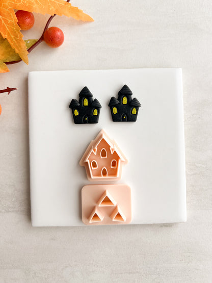 Haunted House No. 3 Clay Cutter | Haunted House No. 3 Polymer Clay Cutter for DIY Spooky Earrings Halloween-Themed Jewelry and Handmade Haunted Accessories
