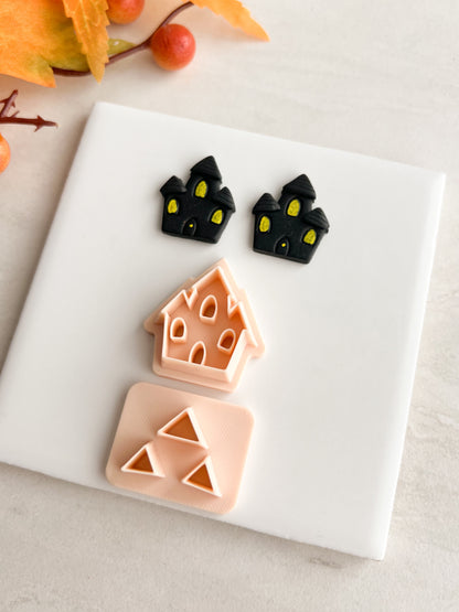 Haunted House No. 3 Clay Cutter | Haunted House No. 3 Polymer Clay Cutter for DIY Spooky Earrings Halloween-Themed Jewelry and Handmade Haunted Accessories