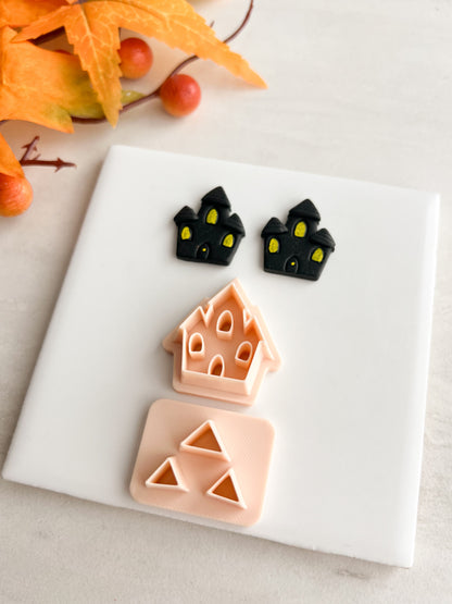 Haunted House No. 3 Clay Cutter | Haunted House No. 3 Polymer Clay Cutter for DIY Spooky Earrings Halloween-Themed Jewelry and Handmade Haunted Accessories
