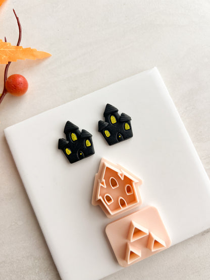 Haunted House No. 3 Clay Cutter | Haunted House No. 3 Polymer Clay Cutter for DIY Spooky Earrings Halloween-Themed Jewelry and Handmade Haunted Accessories