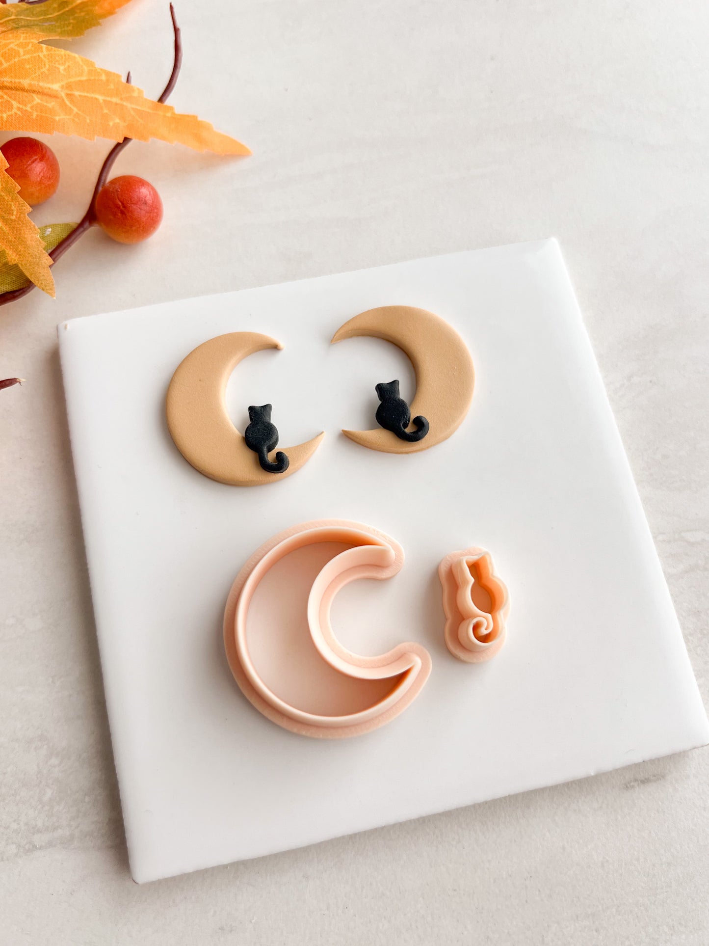 Cat and Moon Clay Cutter | Cat and Moon Polymer Clay Cutter for DIY Celestial Earrings Moon-Themed Jewelry and Handmade Cat Accessories