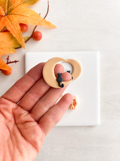 Cat and Moon Clay Cutter | Cat and Moon Polymer Clay Cutter for DIY Celestial Earrings Moon-Themed Jewelry and Handmade Cat Accessories