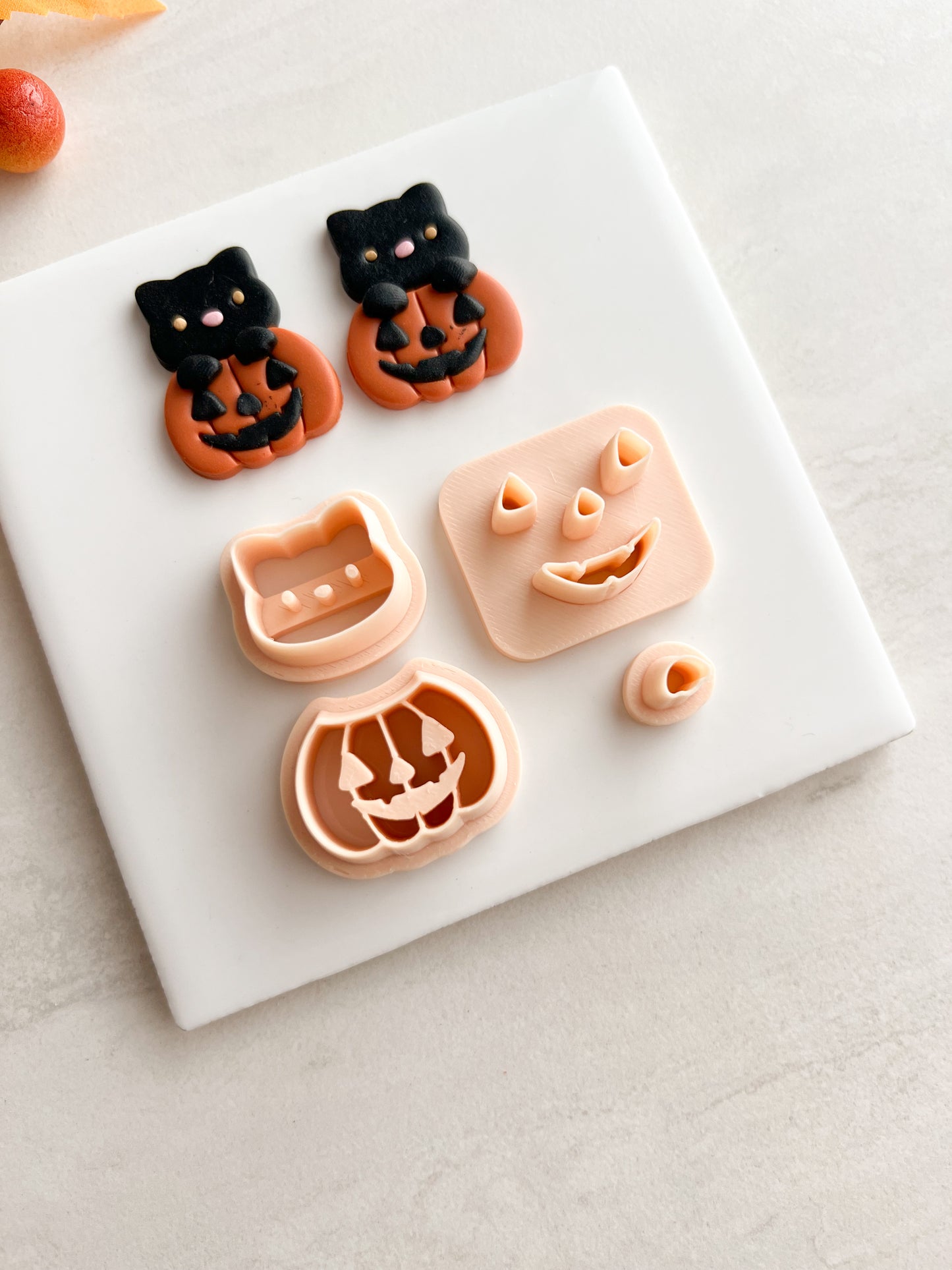 Cat Jack O'Lantern Clay Cutter | Cat Jack O'Lantern Polymer Clay Cutter for DIY Halloween Earrings Spooky-Themed Jewelry and Handmade Cute Accessories