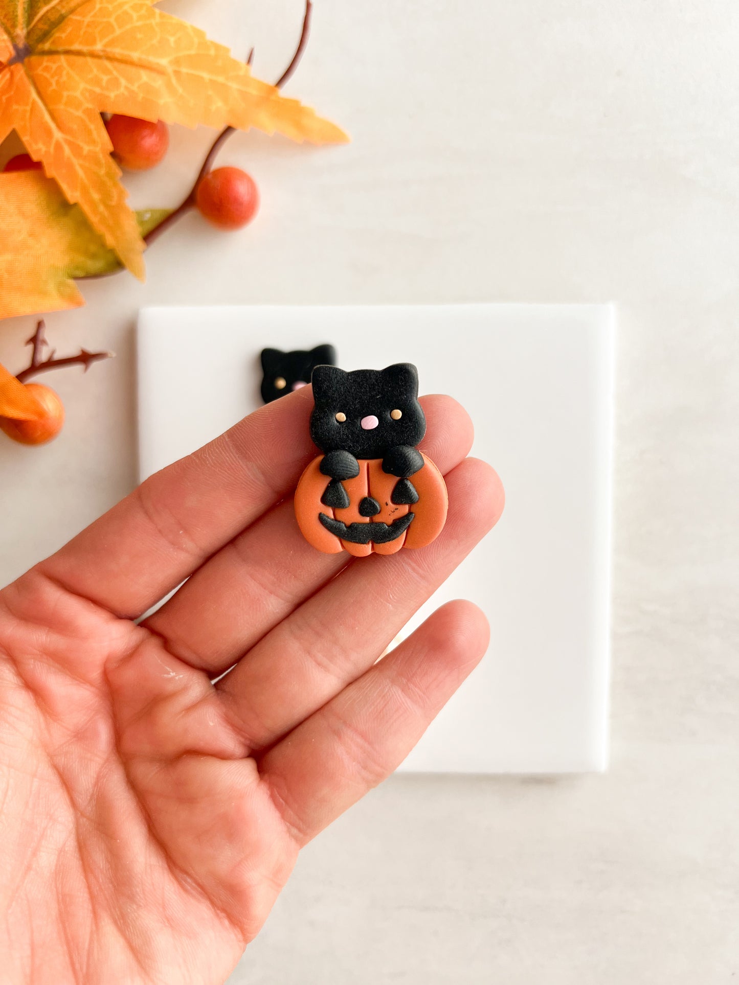 Cat Jack O'Lantern Clay Cutter | Cat Jack O'Lantern Polymer Clay Cutter for DIY Halloween Earrings Spooky-Themed Jewelry and Handmade Cute Accessories