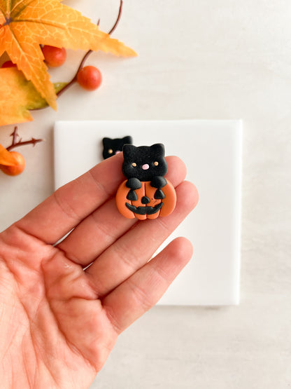Cat Jack O'Lantern Clay Cutter | Cat Jack O'Lantern Polymer Clay Cutter for DIY Halloween Earrings Spooky-Themed Jewelry and Handmade Cute Accessories