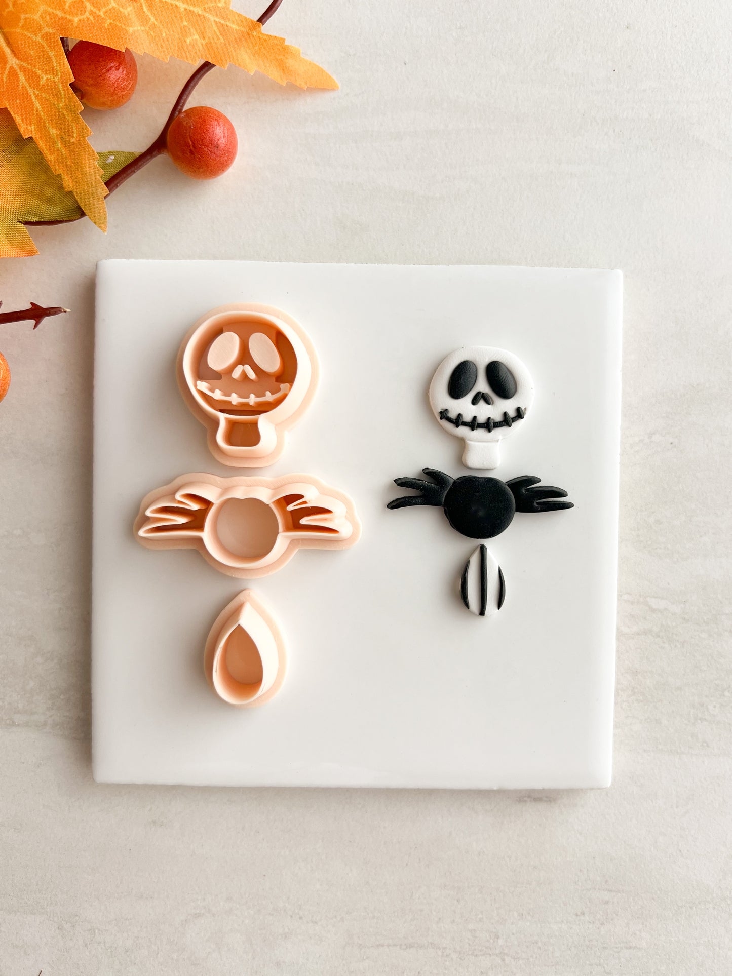 Jack Skellington Dangle Clay Cutter | Jack Skellington Dangle Polymer Clay Cutter for DIY Halloween Earrings Gothic Jewelry and Handmade Accessories