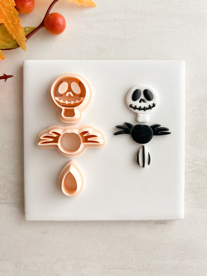Jack Skellington Dangle Clay Cutter | Jack Skellington Dangle Polymer Clay Cutter for DIY Halloween Earrings Gothic Jewelry and Handmade Accessories