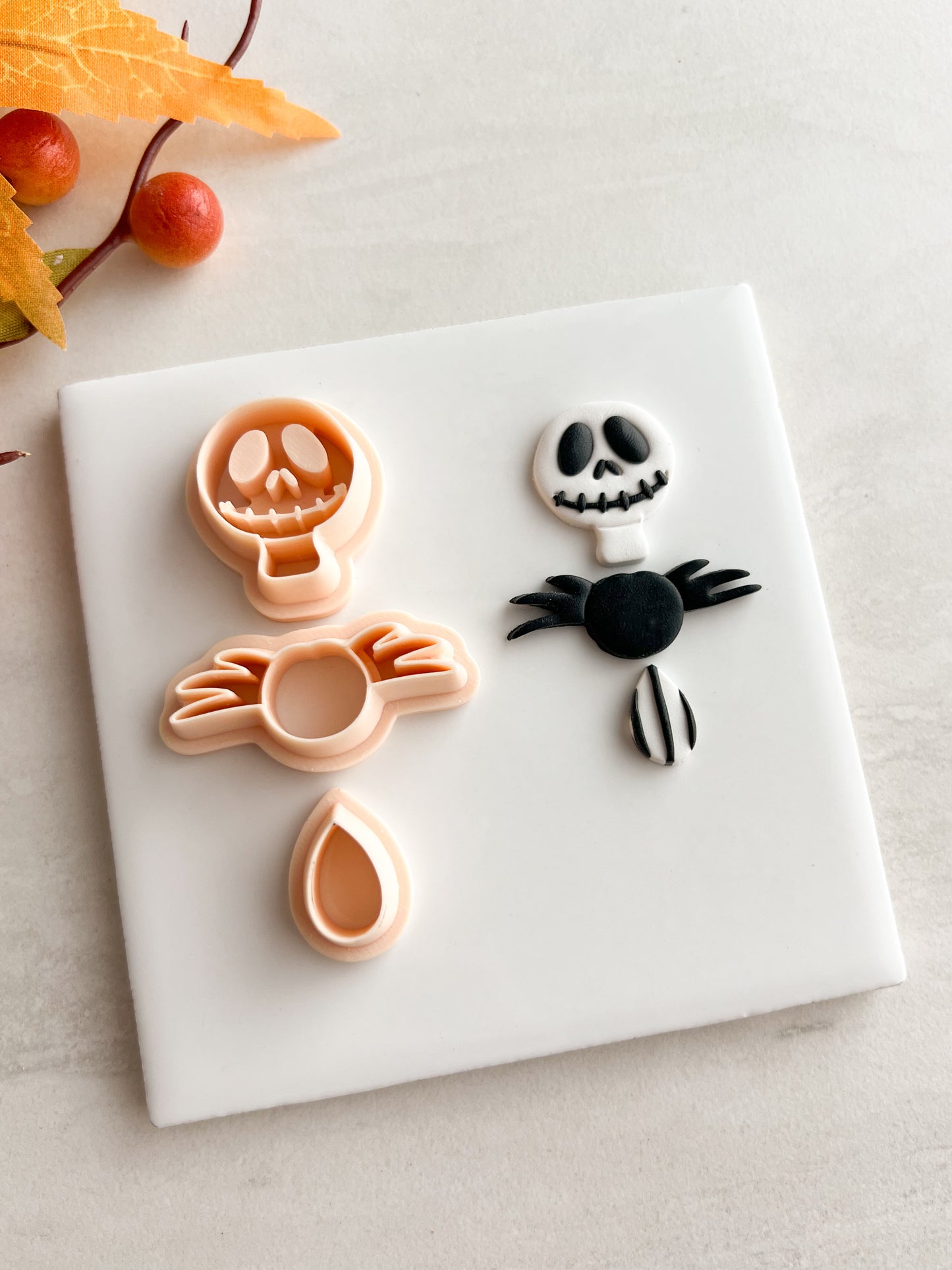 Jack Skellington Dangle Clay Cutter | Jack Skellington Dangle Polymer Clay Cutter for DIY Halloween Earrings Gothic Jewelry and Handmade Accessories