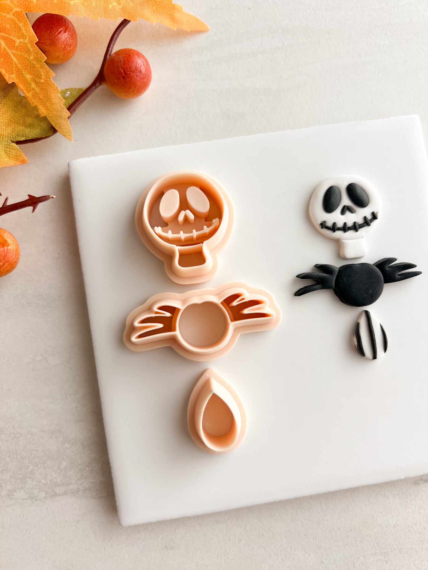 Jack Skellington Dangle Clay Cutter | Jack Skellington Dangle Polymer Clay Cutter for DIY Halloween Earrings Gothic Jewelry and Handmade Accessories