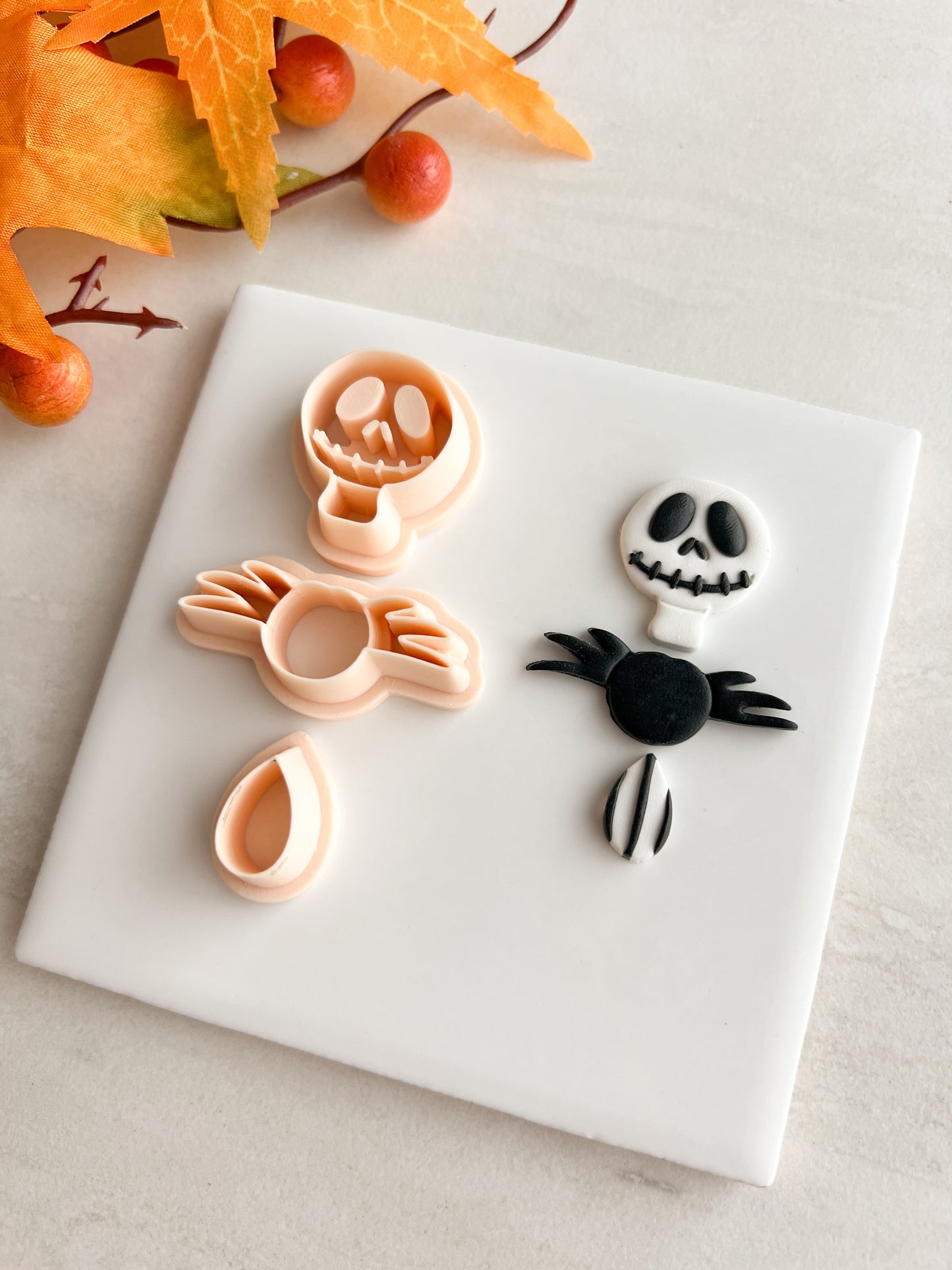 Jack Skellington Dangle Clay Cutter | Jack Skellington Dangle Polymer Clay Cutter for DIY Halloween Earrings Gothic Jewelry and Handmade Accessories