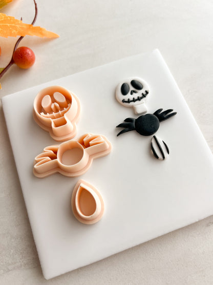 Jack Skellington Dangle Clay Cutter | Jack Skellington Dangle Polymer Clay Cutter for DIY Halloween Earrings Gothic Jewelry and Handmade Accessories
