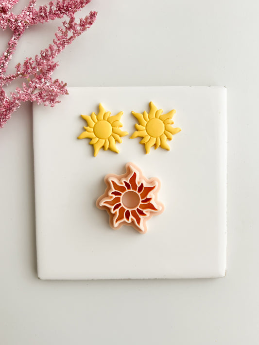 Tangled Rapunzel Sun Clay Cutter | Tangled Rapunzel Sun Polymer Clay Cutter for DIY Disney-Themed Earrings Fairytale Jewelry and Handmade Accessories