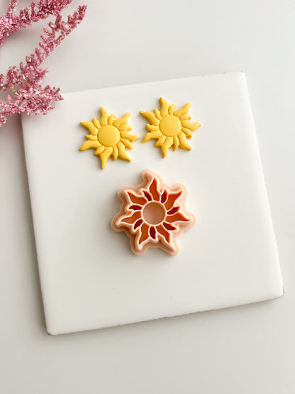 Tangled Rapunzel Sun Clay Cutter | Tangled Rapunzel Sun Polymer Clay Cutter for DIY Disney-Themed Earrings Fairytale Jewelry and Handmade Accessories