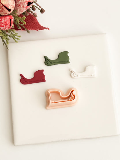 Santa Sleigh Clay Cutter | Christmas Sleigh Polymer Clay Cutter for Holiday Earrings and Crafts