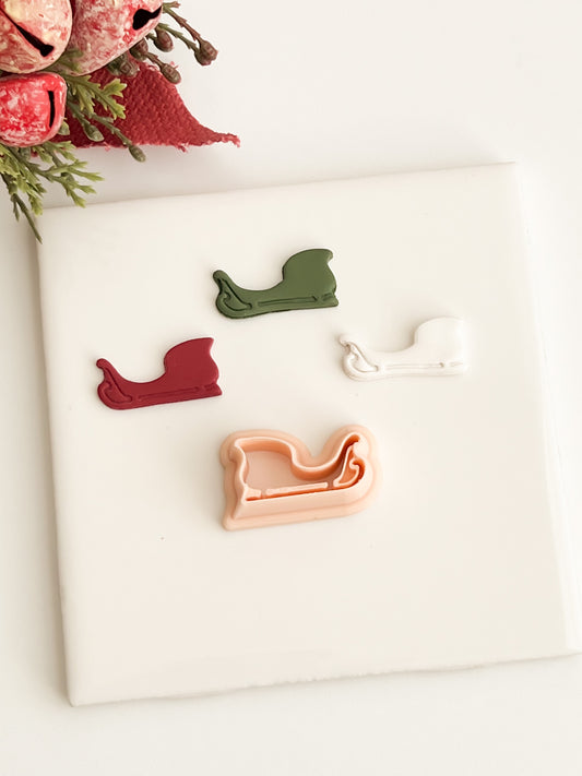 Santa Sleigh Clay Cutter | Christmas Sleigh Polymer Clay Cutter for Holiday Earrings and Crafts