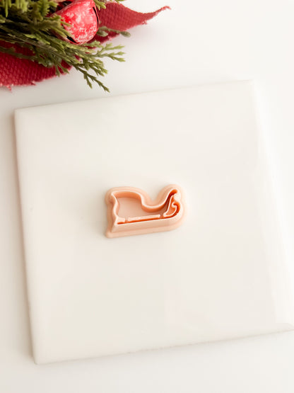 Santa Sleigh Clay Cutter | Christmas Sleigh Polymer Clay Cutter for Holiday Earrings and Crafts