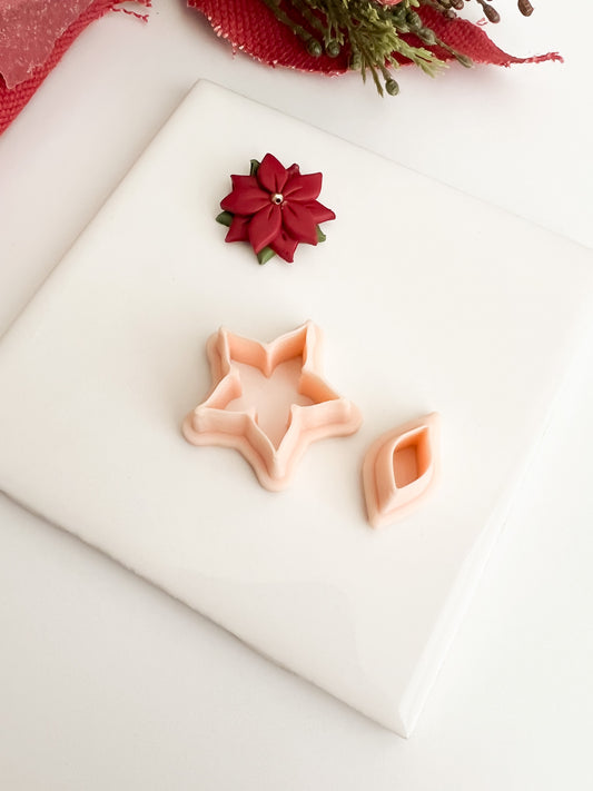 Poinsettia No. 2 Clay Cutter | Christmas Poinsettia Polymer Clay Cutter for Holiday Earrings and Baking