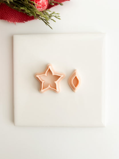 Poinsettia No. 2 Clay Cutter | Christmas Poinsettia Polymer Clay Cutter for Holiday Earrings and Baking