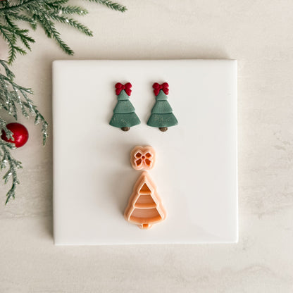 2025 Christmas Tree No. 4 with Ribbon | Festive Polymer Clay Cutters