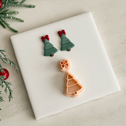 2025 Christmas Tree No. 4 with Ribbon | Festive Polymer Clay Cutters