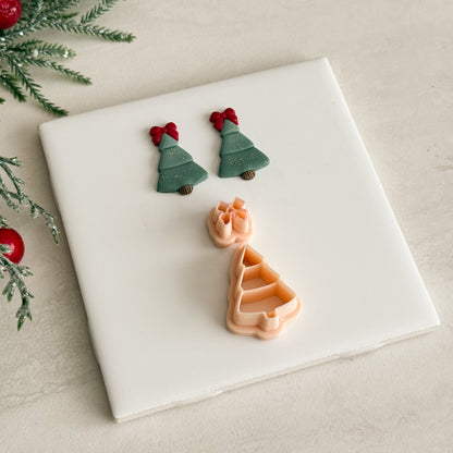 2025 Christmas Tree No. 4 with Ribbon | Festive Polymer Clay Cutters